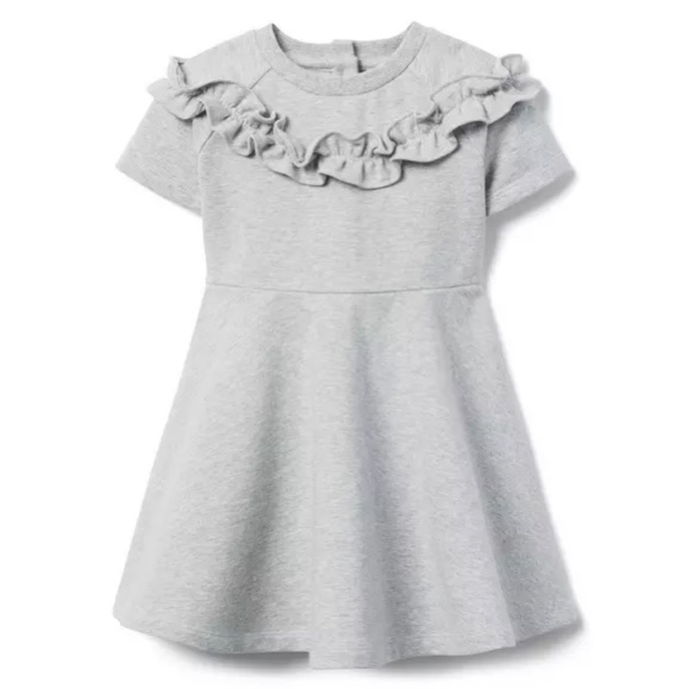 Janie and Jack Light Gray Ruffle Dress